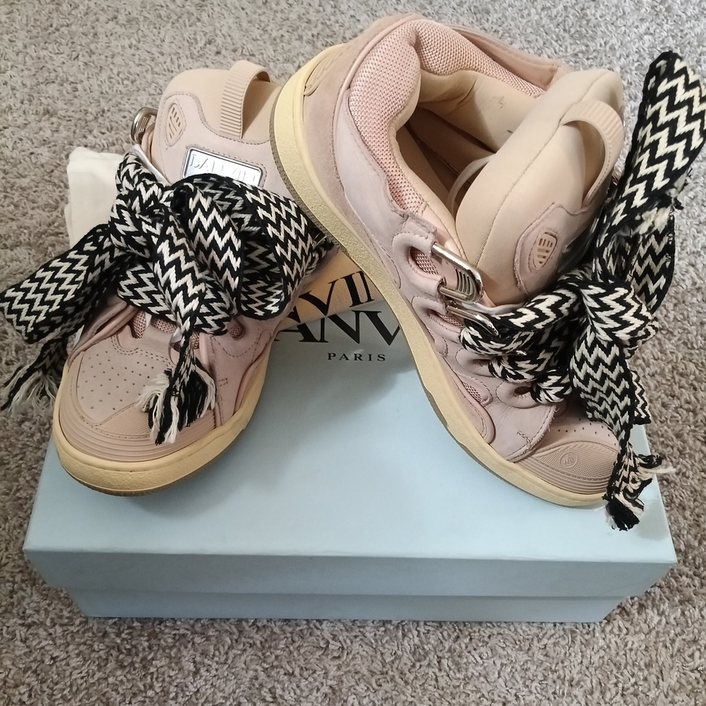 Lanvin Curb Sneakers Mens 42 Rose Pale Pink Excellent Chunky Skate Shoes